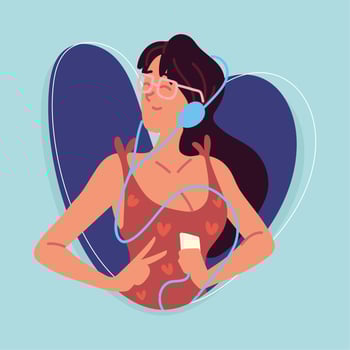 woman listen to music vector
