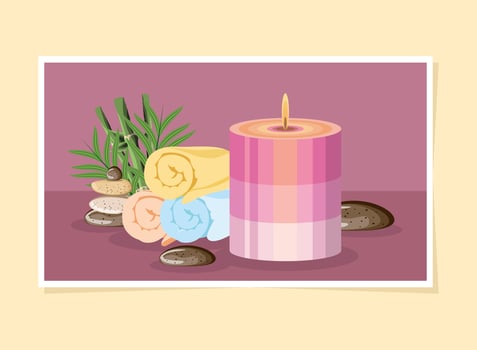 candle towels and stones vector
