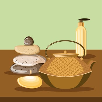 teapot stones spa vector
