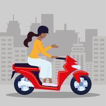 young woman on motorbike vector