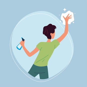 man cleaning the surface vector