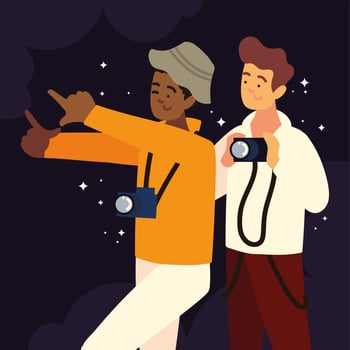 photographer men holding a camera vector