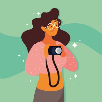 photographer woman with camera vector