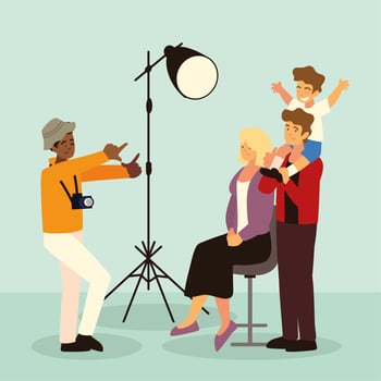 photographer takes photo a family vector