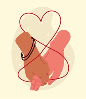 thread of destiny in heart vector