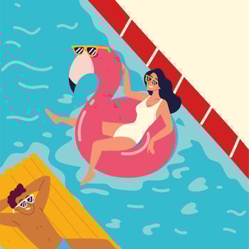 people relaxing on floats vector