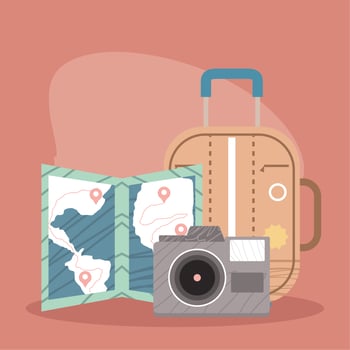 suitcase and tourism icons vector