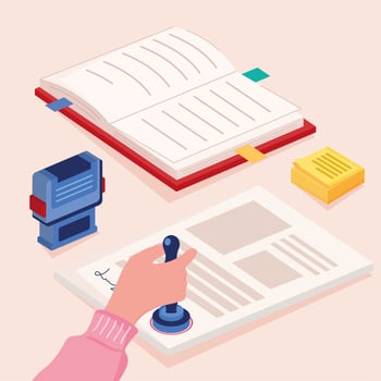 arm sealing notary document vector