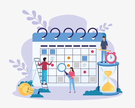 People planning on calendar vector