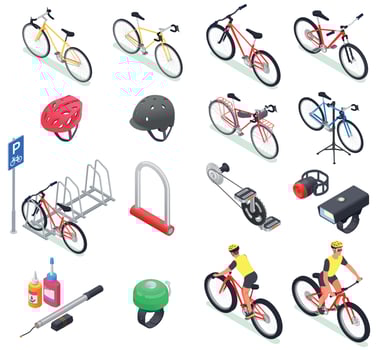 Bicycle Isometric Icons Collection vector