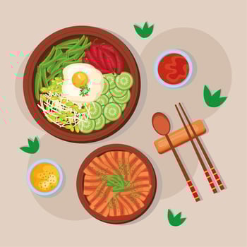 korean food postcard vector