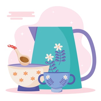 poster with ceramic utensils vector