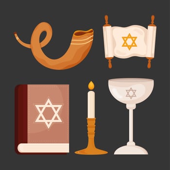 five jewish icons vector