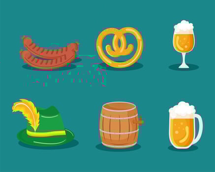 oktoberfest celebration icons vector