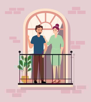 couple of people in balcony vector