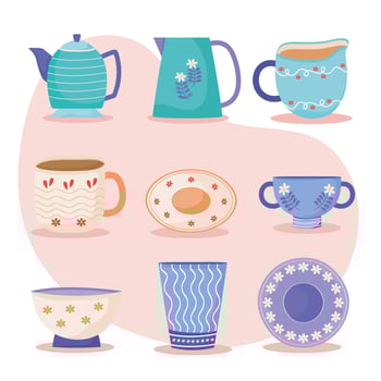 icons ceramic kitchen utensils vector