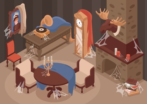 Old Room Interior Illustration vector