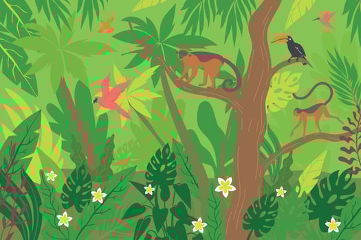 Rainforest Life Flat Composition vector