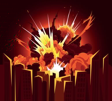 Bomb Explosion City Composition vector