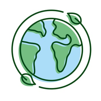 leafs plant around of planet earth ecology line and fill icon vector