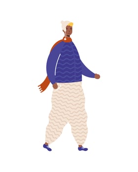 young afro man wearing winter clothes vector
