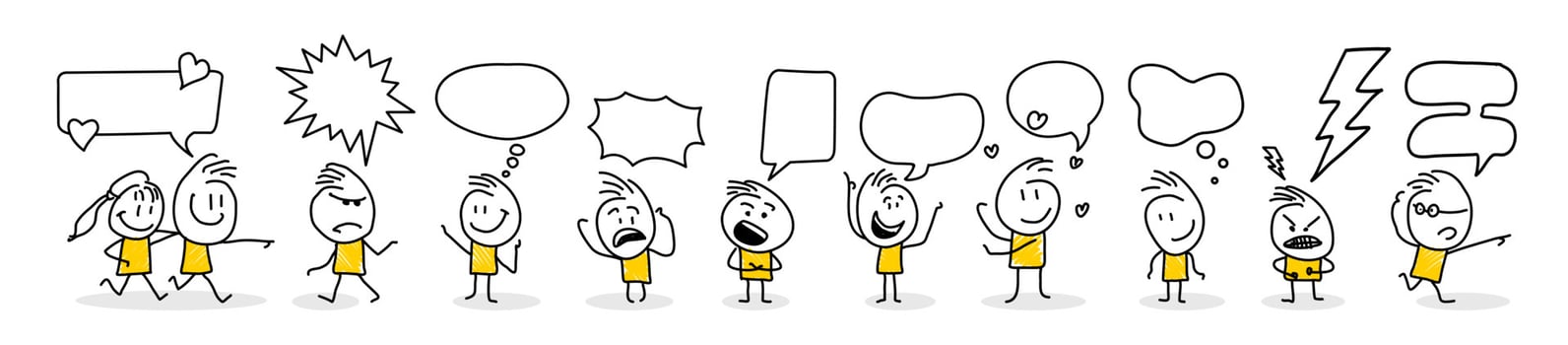 Stick figures. Thought bubbles, speech bubbles. Nr.3 vector