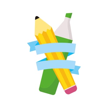 penlighter marker and pencil school supply icon vector