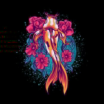 Koi Fish With Flowers vector