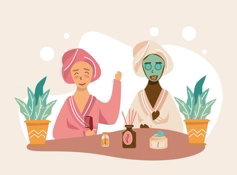 girls in home spa vector