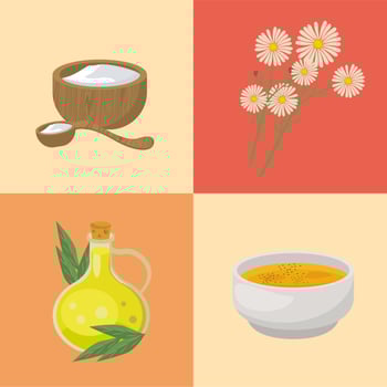 four home remedies icons vector