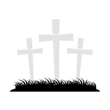 cemetery tombs with crosses isolated icon vector
