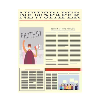 news paper communication with man protest wearing medical mask vector
