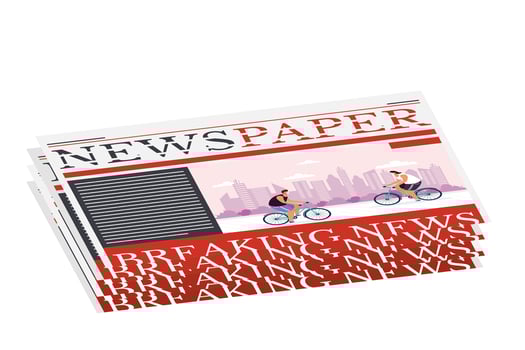 news paper communication with bicycles sport vector