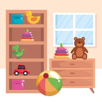 toys in playroom vector
