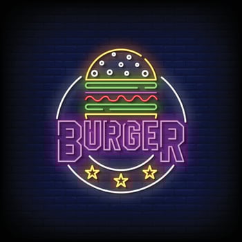 Burger Neon Signs Style Text Vector