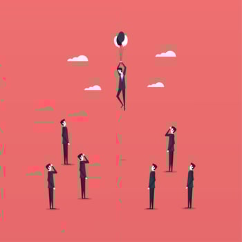 businessmen standing and floating vector