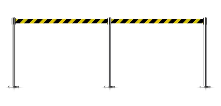 Metal barrier with a belt to control. Vector illustration