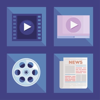 News and media icon set vector
