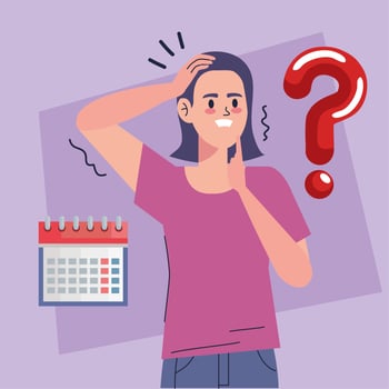 stressed woman with job icons vector