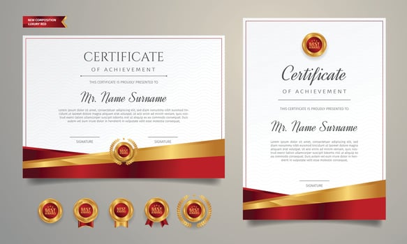 Red and gold certificate of appreciation border template vector
