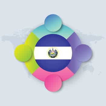 El Salvador Flag with Infographic Design isolated on World map vector