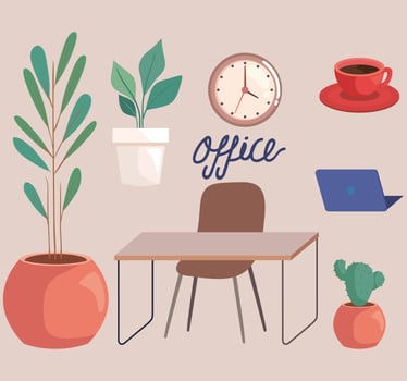 icons with office supplies vector