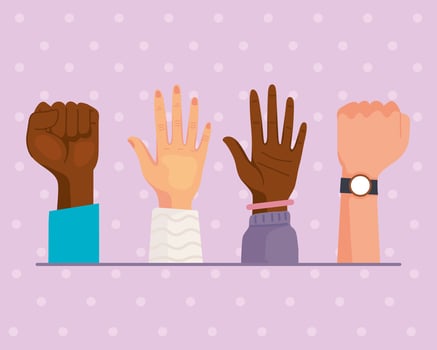 cross cultural four hands up vector