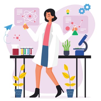 Female Scientist Character in Laboratory vector