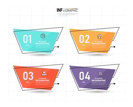 Linear flat process infographic vector