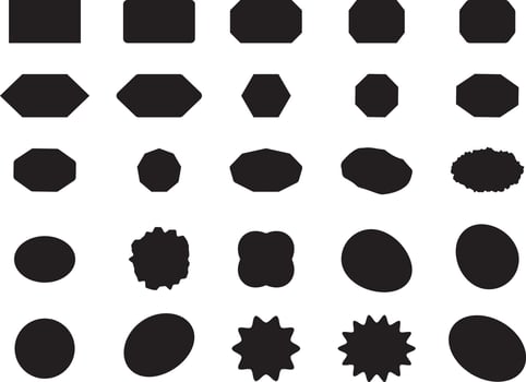 Geometric shapes black icon set vector