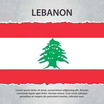 Lebanon flag on torn paper vector
