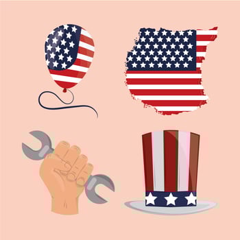 labor day icons set vector