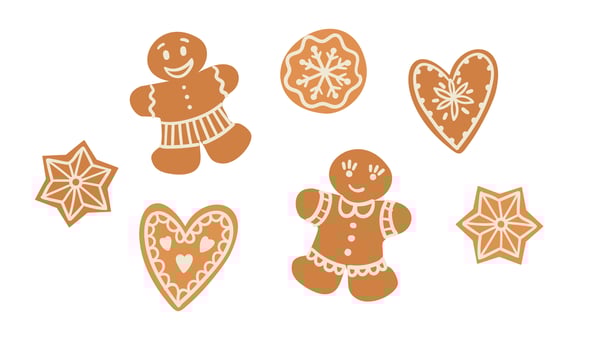 Set of Christmas gingerbread. Vector illustration. Design element