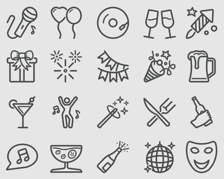 Party time line icons vector